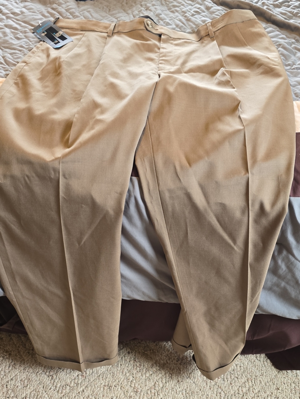 Savane Men's Pleated Dress Pants in Khaki Tan